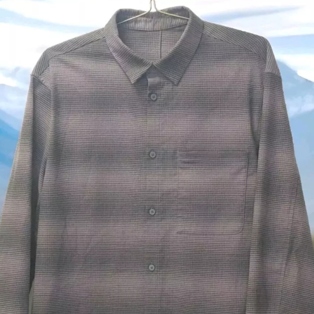 Lululemon Flannel Shirt Men XL Mason Peak Grey Plaid Zip Pocket Button